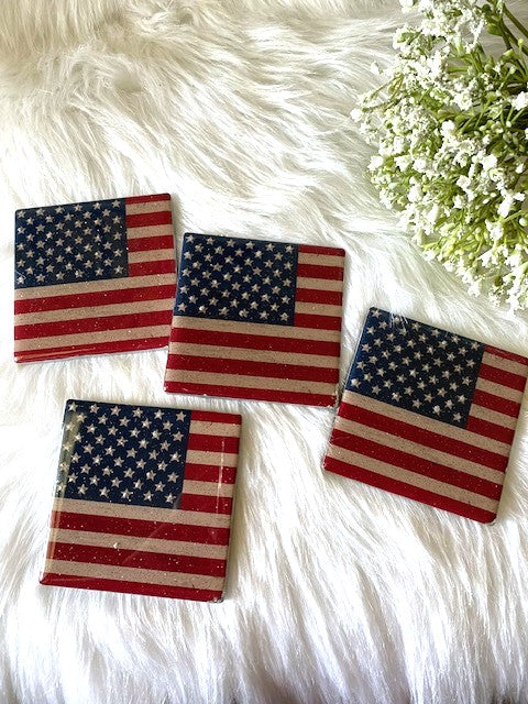 US Flag Resin Coasters (Pair)