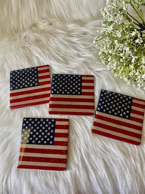 US Flag Resin Coasters (Pair)