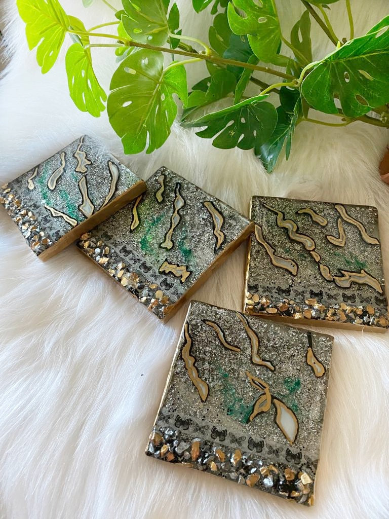 Green Bliss Resin Coasters