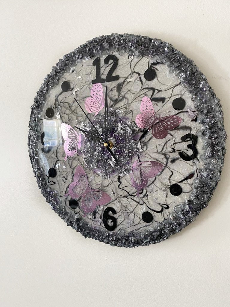 Butterfly Resin Clock